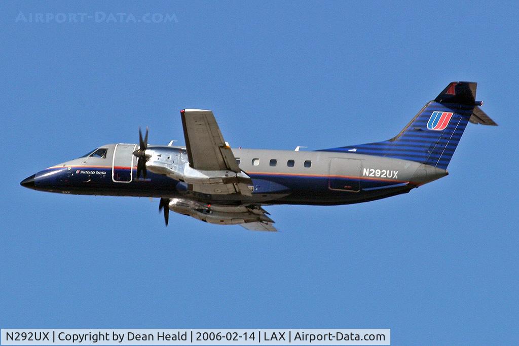N292UX, 1994 Embraer EMB-120ER Brasilia C/N 120292, Departing LAX RWY 25R.