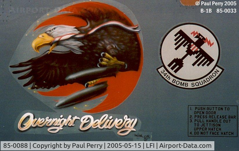 85-0088, Rockwell B-1B Lancer C/N 48, A Bone with an inspiring and inspired artwork.  Too bad I misread the serial originally