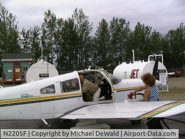 N2205F, 1978 Piper PA-28-236 Dakota C/N 28-7911049, Refueling 05F at Watson Lake, Yukon Terr. , July, 2005