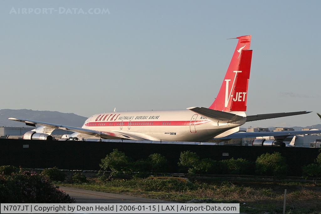 N707JT, 1964 Boeing 707-138B C/N 18740, John Travolta's 707 - Jett Clipper Johnny - parked at LAX.