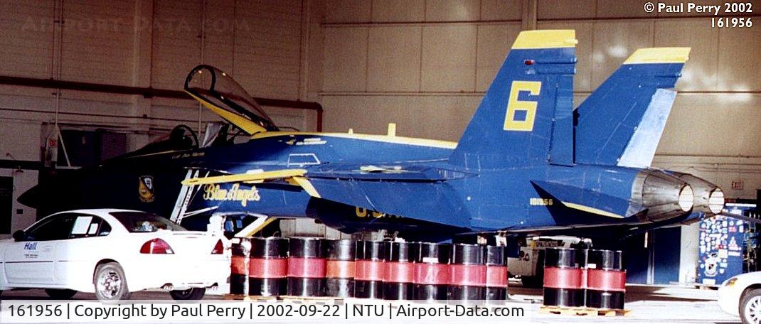 161956, McDonnell Douglas F/A-18A Hornet C/N 0167, Not every day do you see a Blue Angel stuck in a hangar