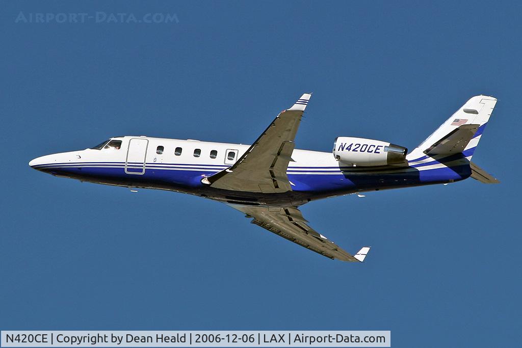 N420CE, 2001 Gulfstream Aerospace G100 C/N 139, Departing South Complex on a clear December day.