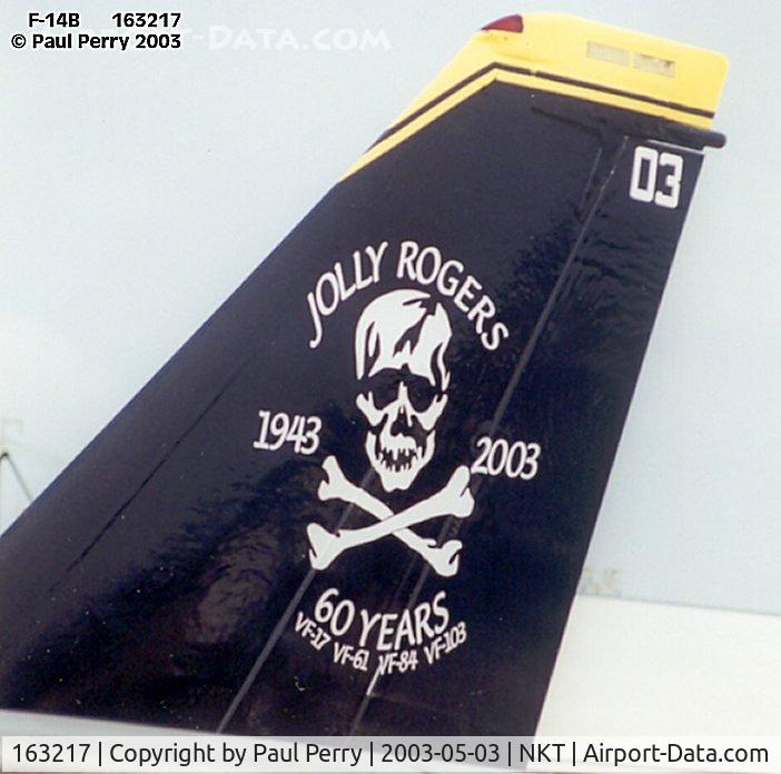 163217, Grumman F-14B Tomcat C/N 578, Not exactly nose art, but the Jolly Rogers' Anniversary Scheme is reason enough