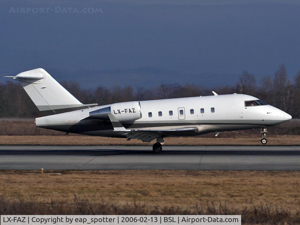 LX-FAZ, 1996 Canadair Challenger 604 (CL-600-2B16) C/N 5307, Landing on Runway 16