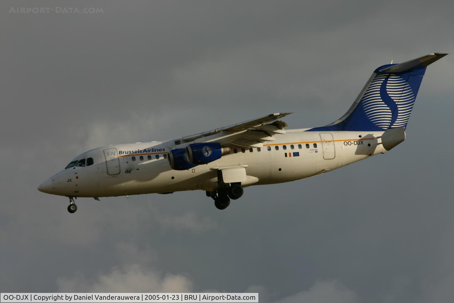 OO-DJX, 1996 British Aerospace Avro 146-RJ85 C/N E.2297, back in BRU before rain
