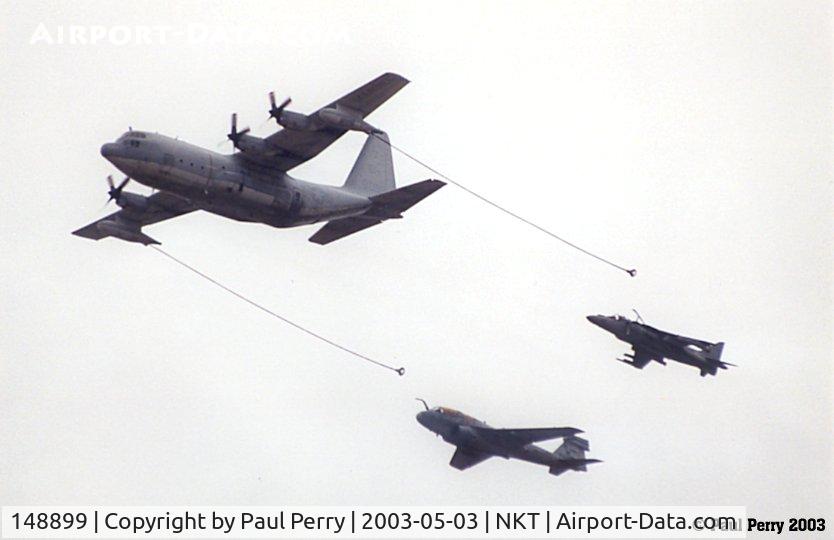 148899, 1962 Lockheed KC-130F Hercules C/N 282-3632, Two thirsty strike aircraft in the pre-contact position, with 148899 giving the gas