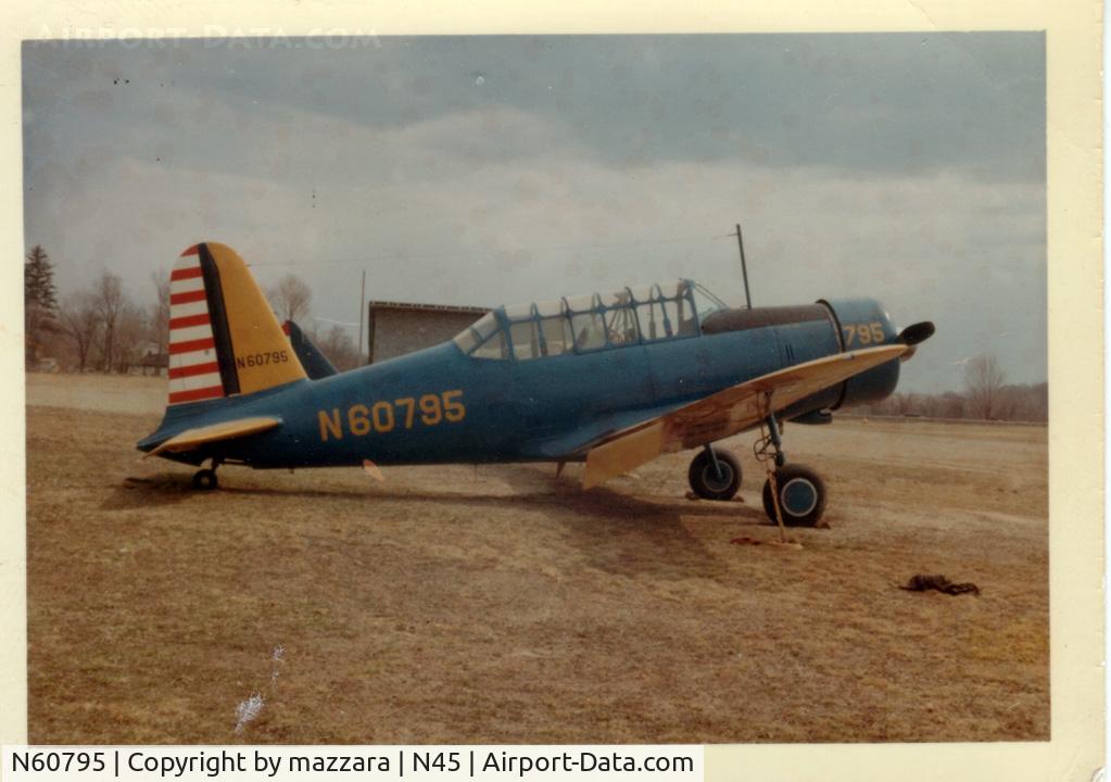 N60795, 1943 Consolidated Vultee BT-13A C/N 10514, I took this while completing my private x-c flights from Zahn's in 1968