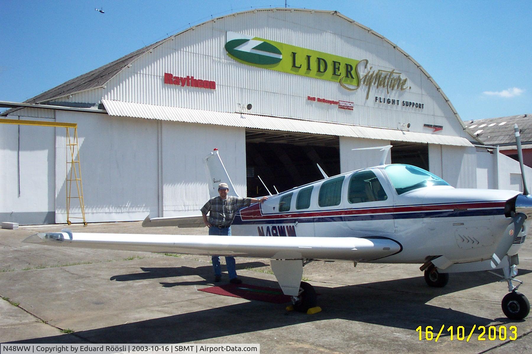 N48WW, 1976 Beech A36 Bonanza 36 C/N E-940, Picture take before take-off in Sao Paulo (Brazil)