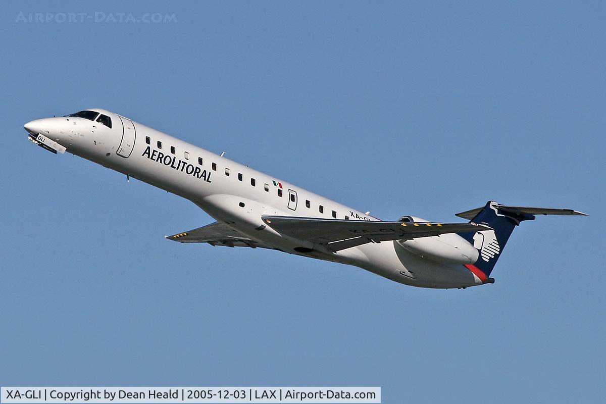 XA-GLI, 1999 Embraer EMB-145MP (ERJ-145MP) C/N 145203, Aerolitoral XA-GLI (formerly N973RP, prior to export to Mexico) - Embraer EMB-145MP - departing LAX RWY 25R.