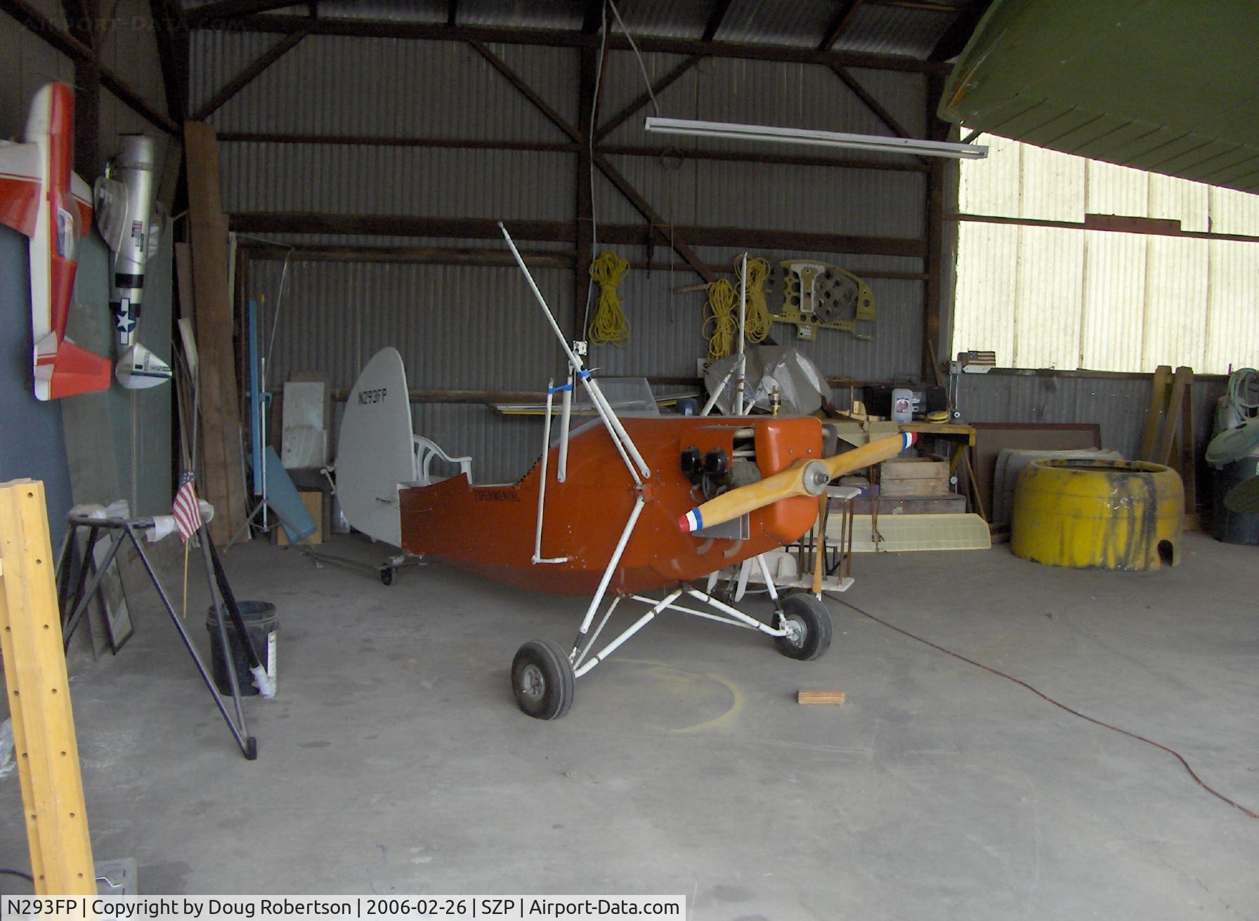 N293FP, Mignet HM.293 Replica Pou-du-Ciel C/N FP100, 1983 Frank Perry/ Henri Mignet HM293 Pou du Ciel ('Sky Louse' or 'Flying Flea') Ultralight Experimental class, tandem folding wings-removed. French design from 1930s, Hercules engine 40 Hp