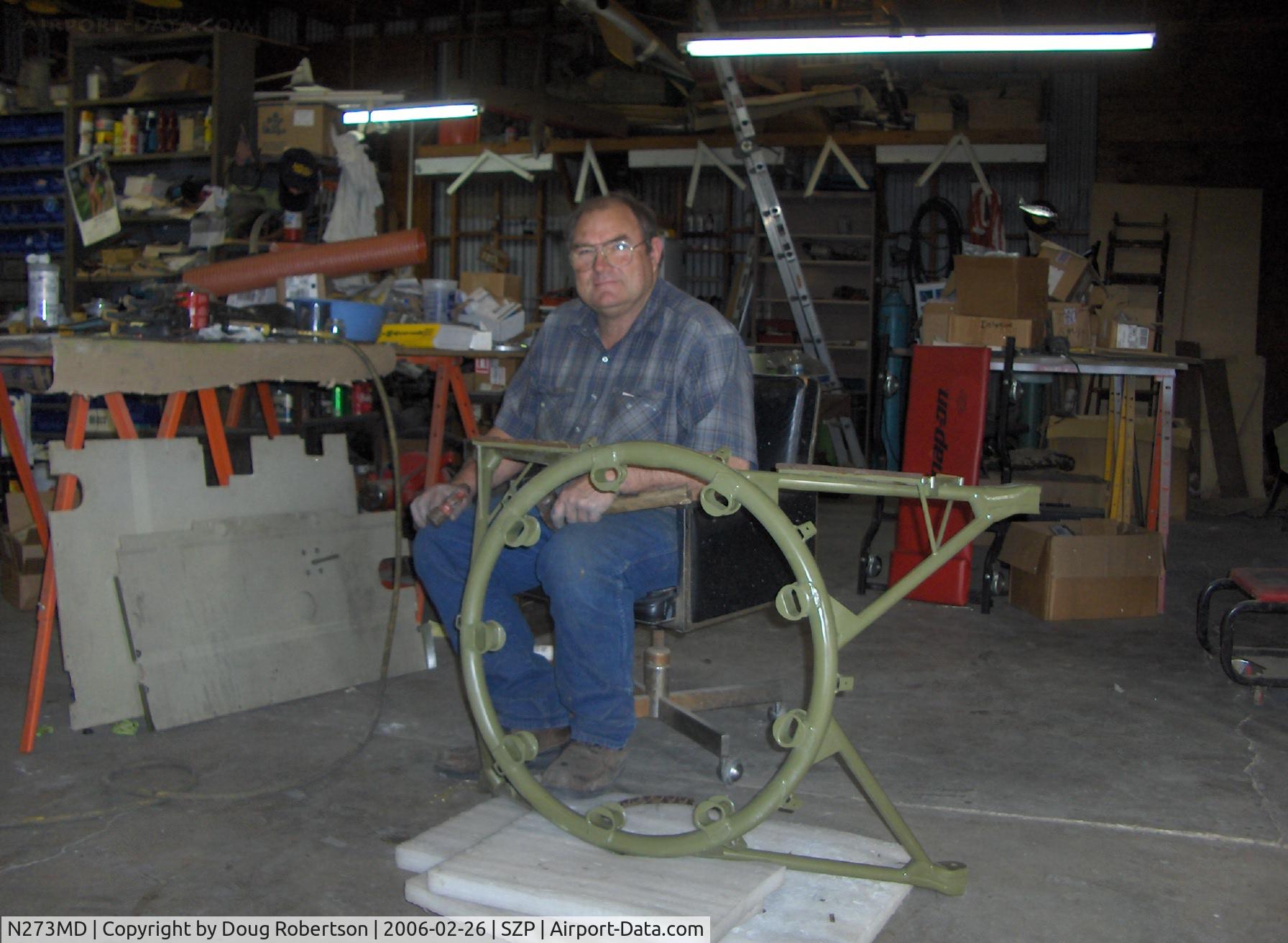 N273MD, 2008 Dickenson Howard DGA-21 (Replicate) C/N 001, Bruce Dickenson, skilled & dedicated constructor with R-1340-57 engine mount for Dickenson Howard DGA-21