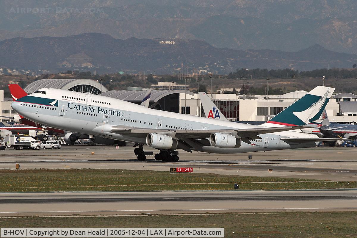 B-HOV, 1991 Boeing 747-467 C/N 25082, Cathay Pacific B-HOV departing RWY 25R on a clear day in Decmeber.