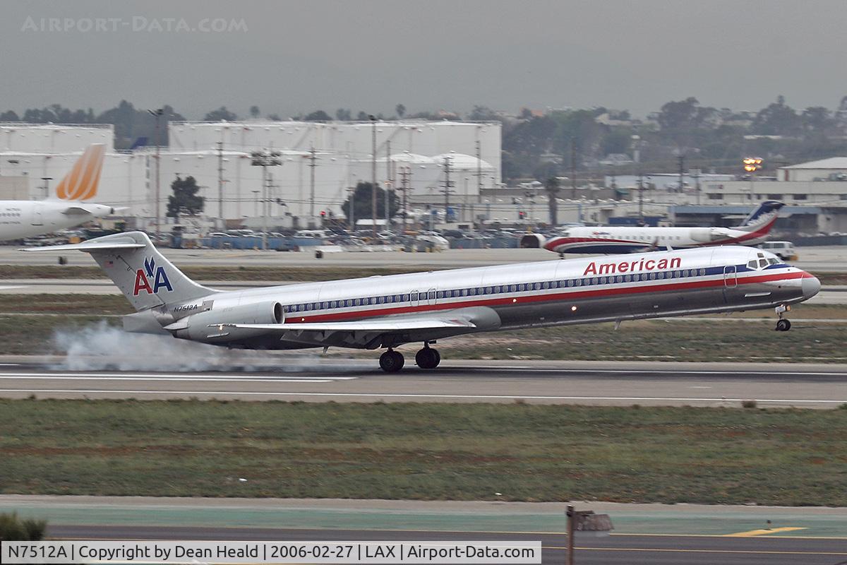 N7512A, 1989 McDonnell Douglas MD-82 (DC-9-82) C/N 49806, American Airlines N7512A touching down on RWY 7R.