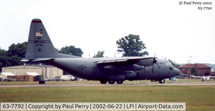 63-7792, 1963 Lockheed C-130E-LM Hercules C/N 382-3860, Seen in 2002 with the Rhode Island ANG, now assigned to Michigan ANG