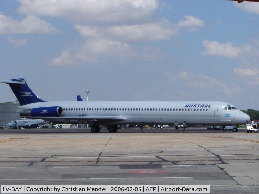 LV-BAY, 1985 McDonnell Douglas MD-83 (DC-9-83) C/N 49284, Parked at parking no. 35