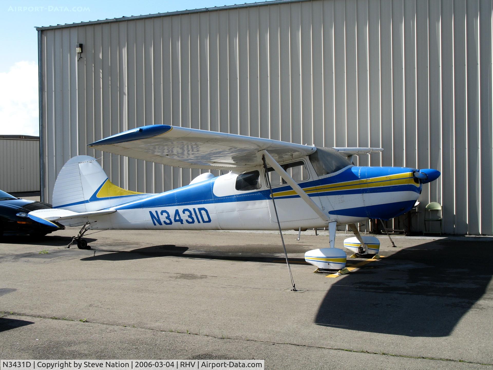 N3431D, 1955 Cessna 170B C/N 26974, 1955 Cessna 170B in bright sunshine at Reid-Hillview Airport (San Jose), CA
