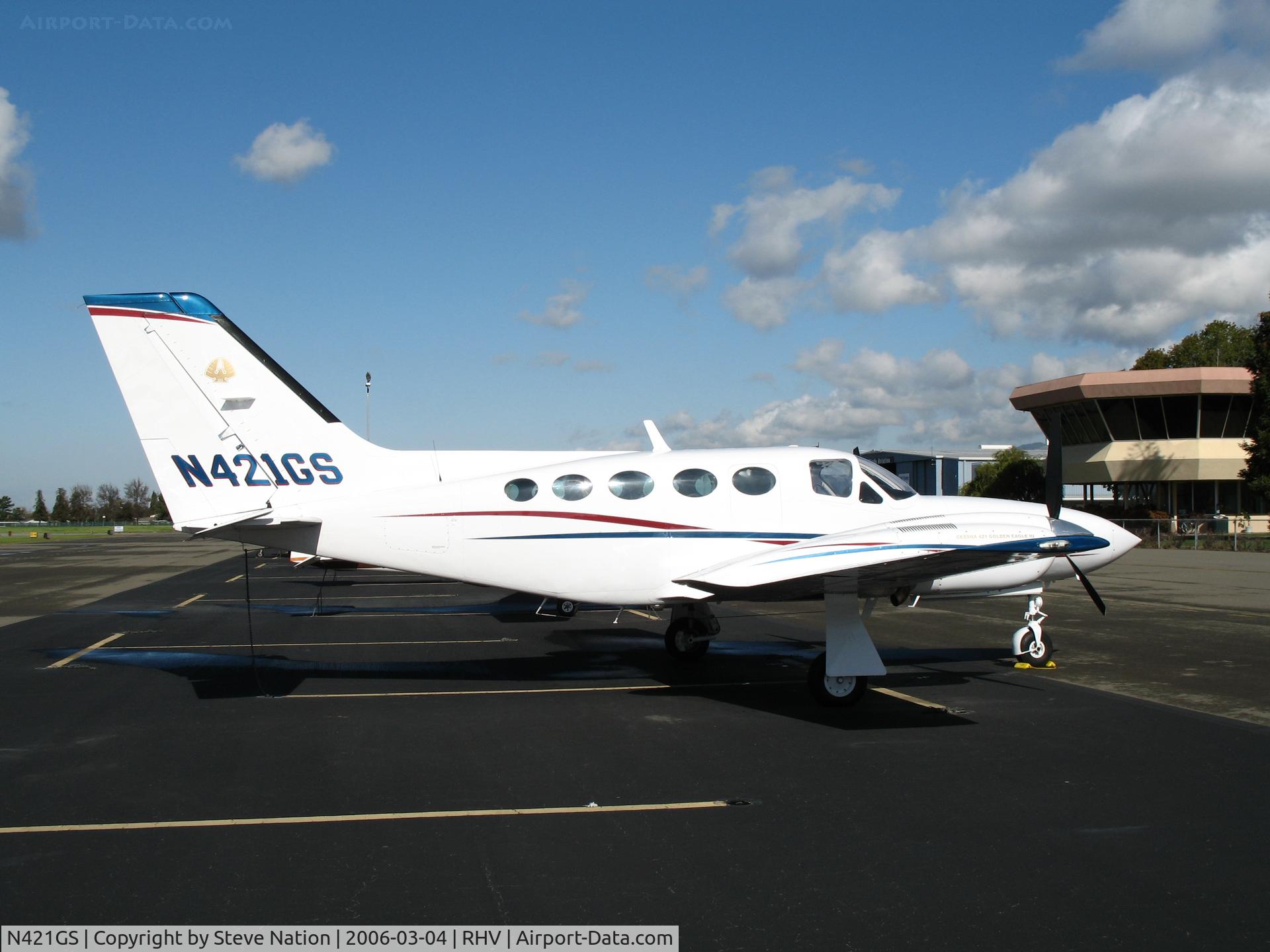 N421GS, 1984 Cessna 421C Golden Eagle C/N 421C1409, 1984 Cessna 421C in bright sunshine at Reid-Hillview Airport (San Jose), CA