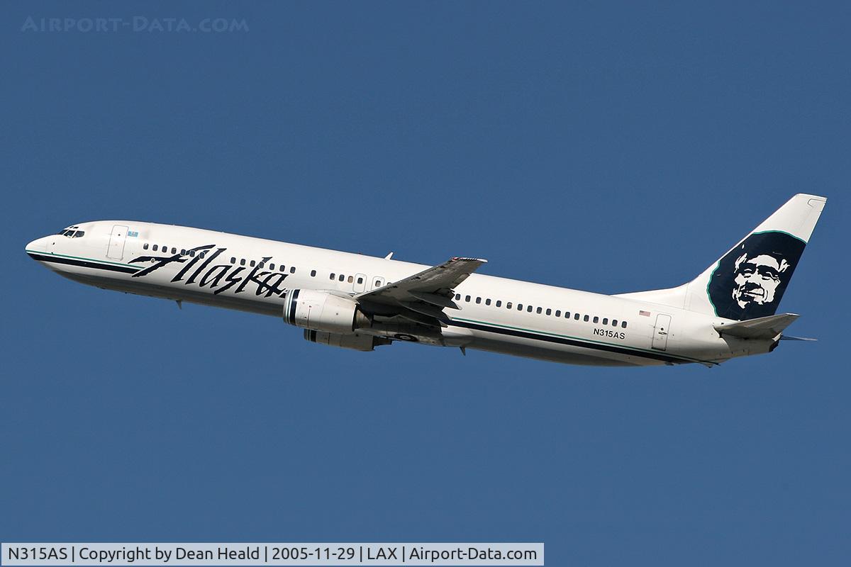 N315AS, 2002 Boeing 737-990 C/N 30019, Alaska Airlines N315AS departing LAX RWY 25R.