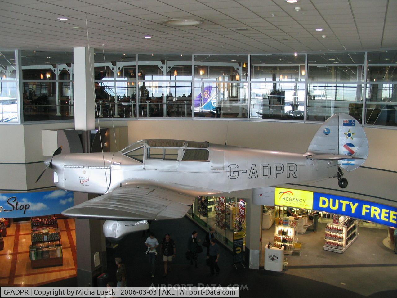 G-ADPR, 1935 Percival D-3 Gull Six (P-3) C/N D55, preserved at Auckland Airport