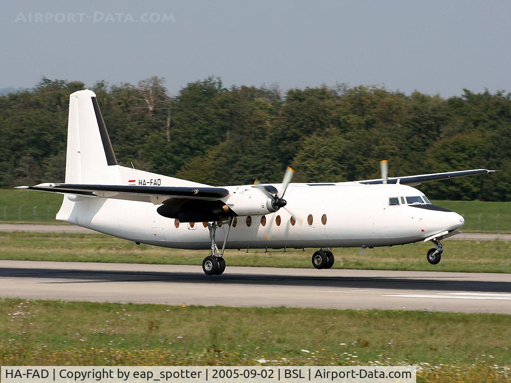 HA-FAD, 1971 Fokker F-27-500 Friendship C/N 10449, Landing at BSL