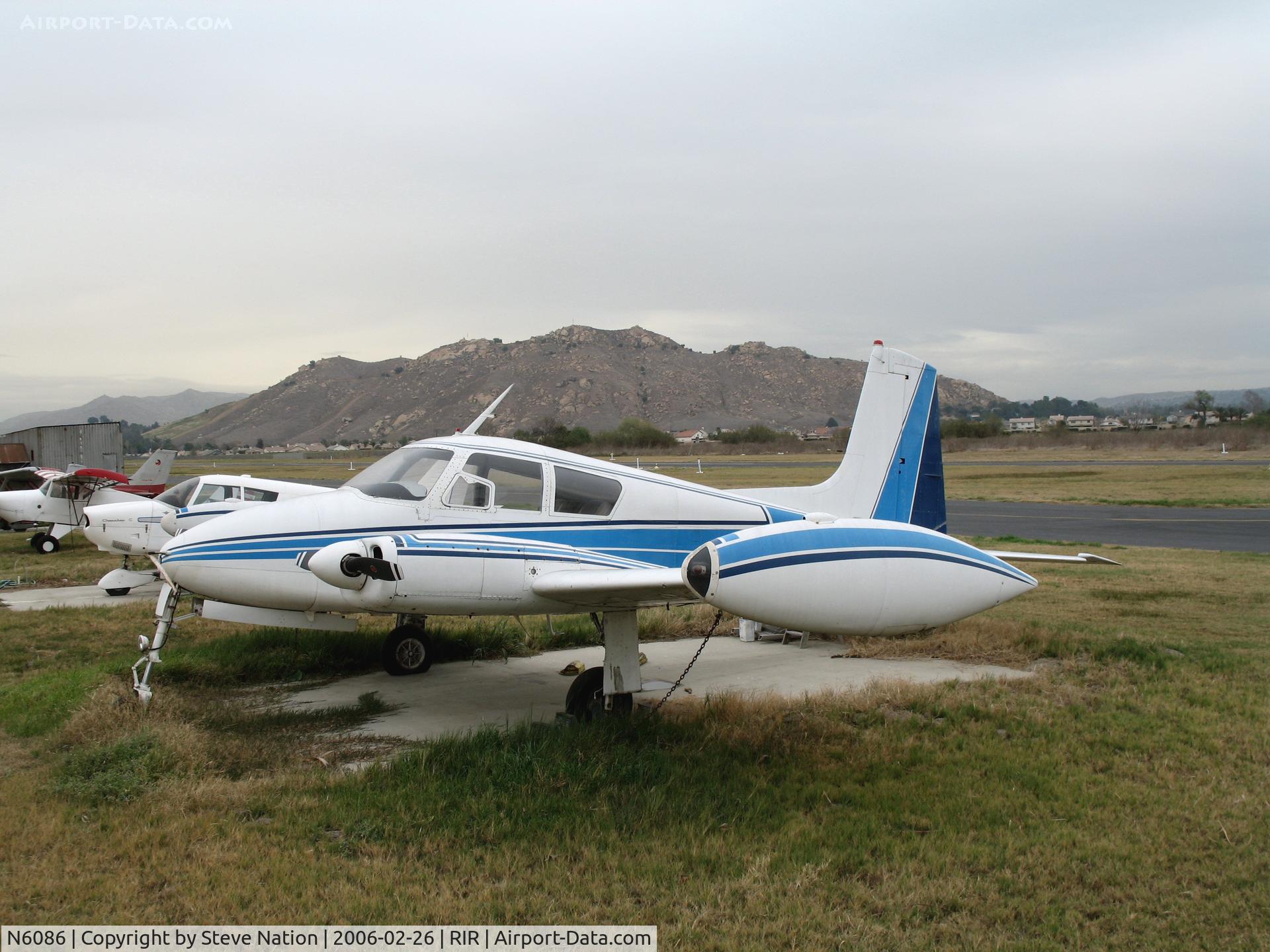 N6086, 1958 Cessna U-3A Blue Canoe (310A) C/N 38111, 1958 Cessna 310 at Flabob Airport (Riverside, CA) just before the storm!