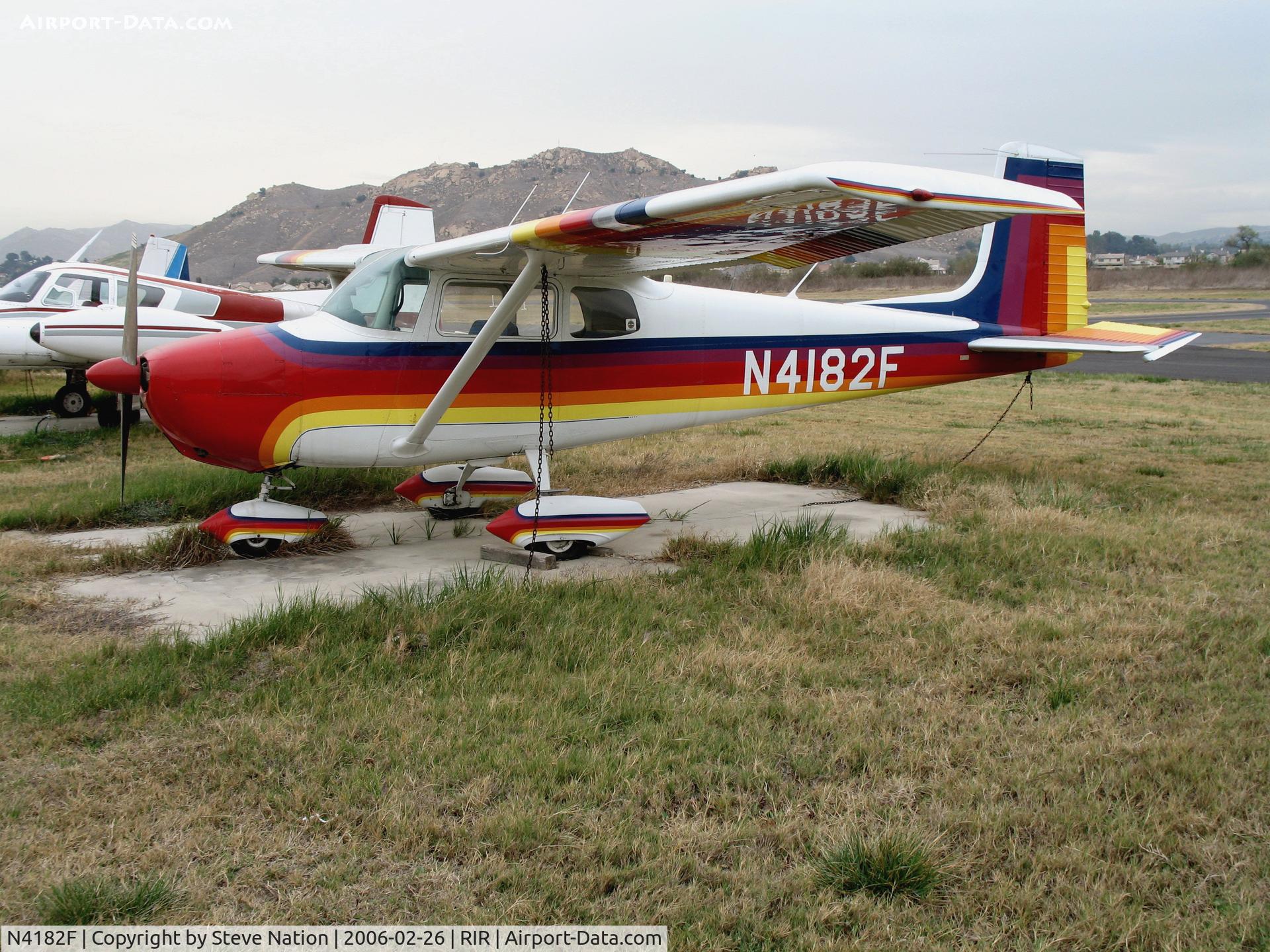 N4182F, 1958 Cessna 172 C/N 46082, Colorful 1958 Cessna 172 at Flabob Airport (Riverside, CA) just before the storm!