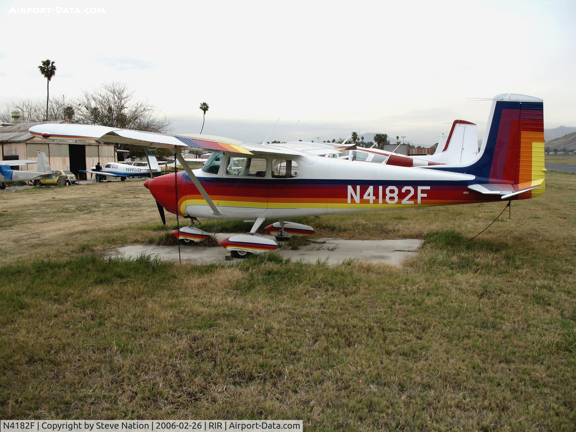 N4182F, 1958 Cessna 172 C/N 46082, Colorful 1958 Cessna 172 at Flabob Airport (Riverside, CA) just before the storm!