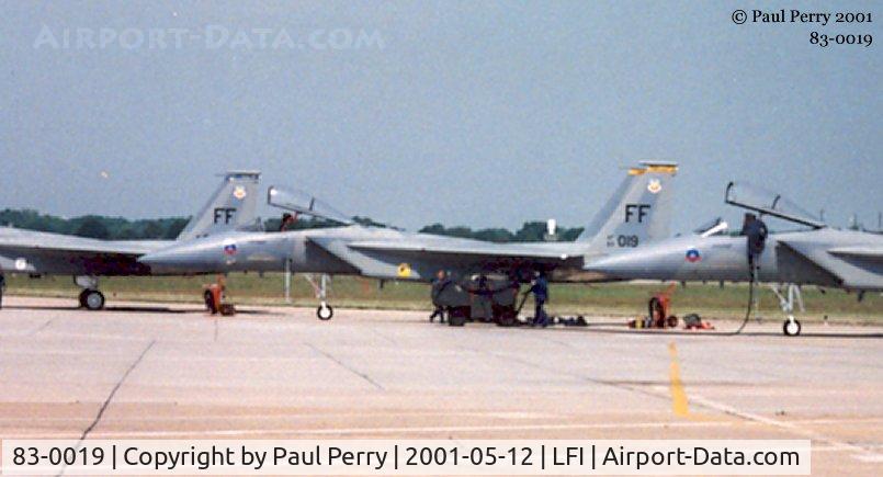 83-0019, 1983 McDonnell Douglas F-15C Eagle C/N 0866/C279, Prior to the day's activities, she sits flanked by her sister ships