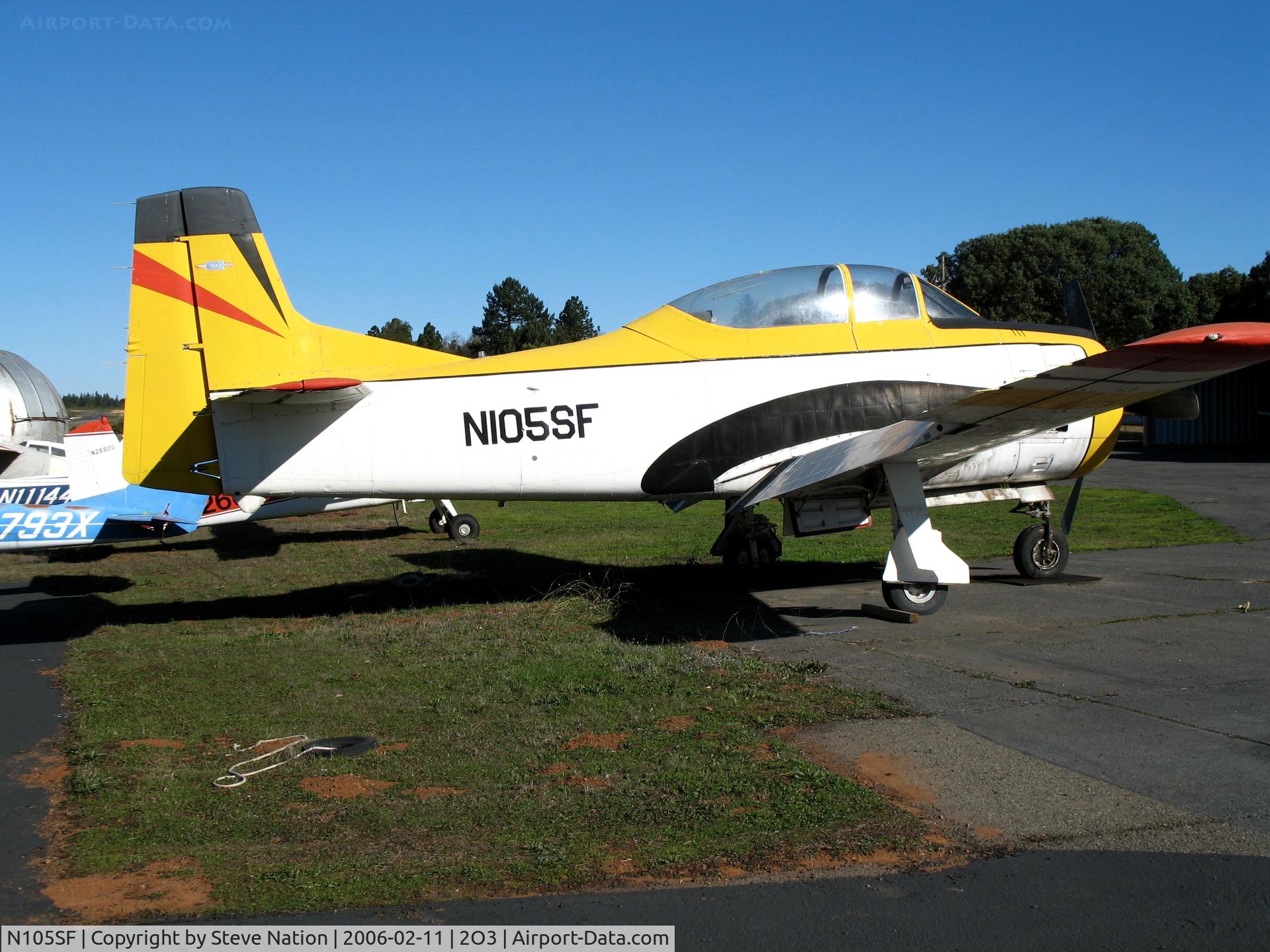 N105SF, North American T-28B Trojan C/N 200-412 (138341), Pacific union College North American T-28B (BuAer 138341)at Parrett Field (Angwin), CA