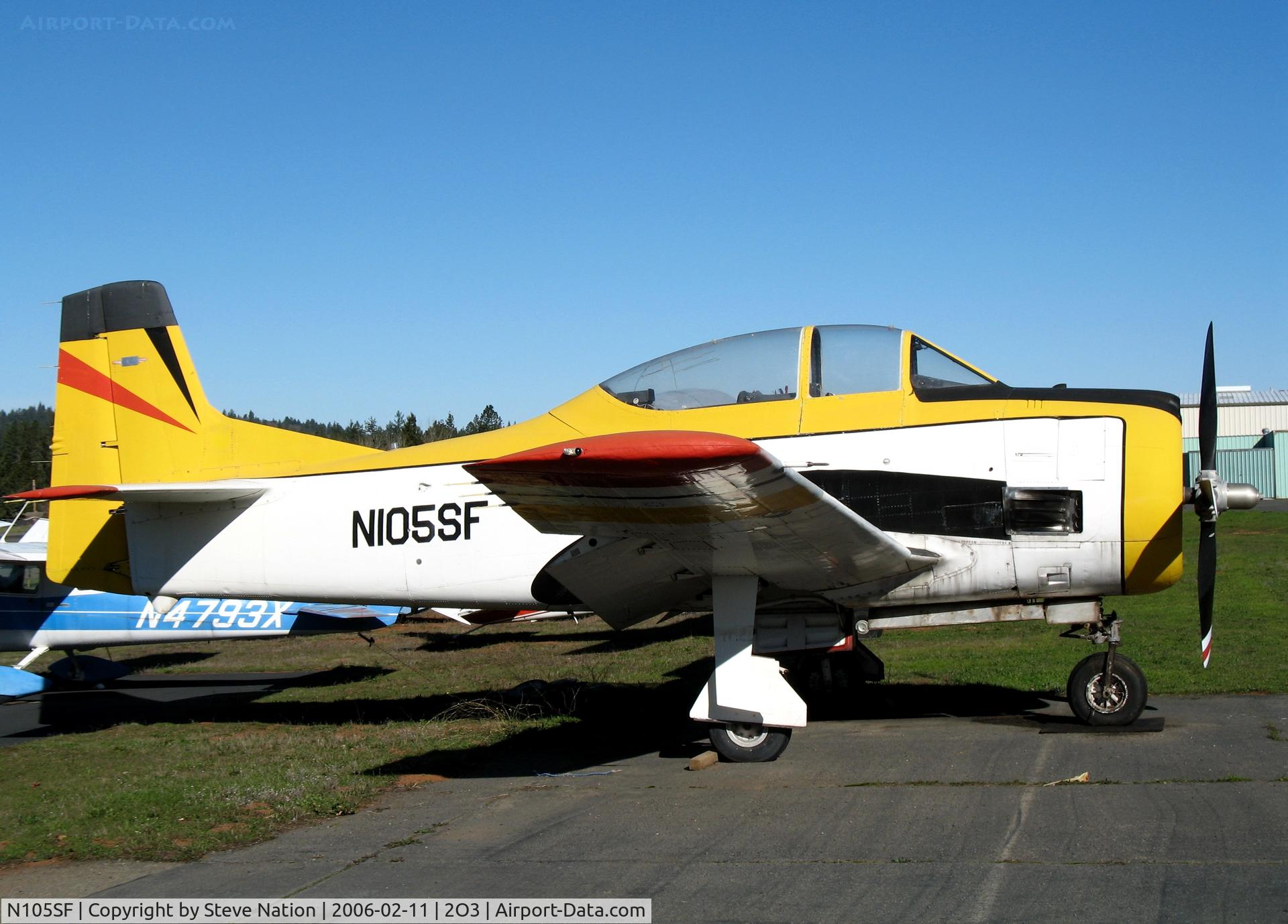 N105SF, North American T-28B Trojan C/N 200-412 (138341), Pacific union College North American T-28B (BuAer 138341)at Parrett Field (Angwin), CA