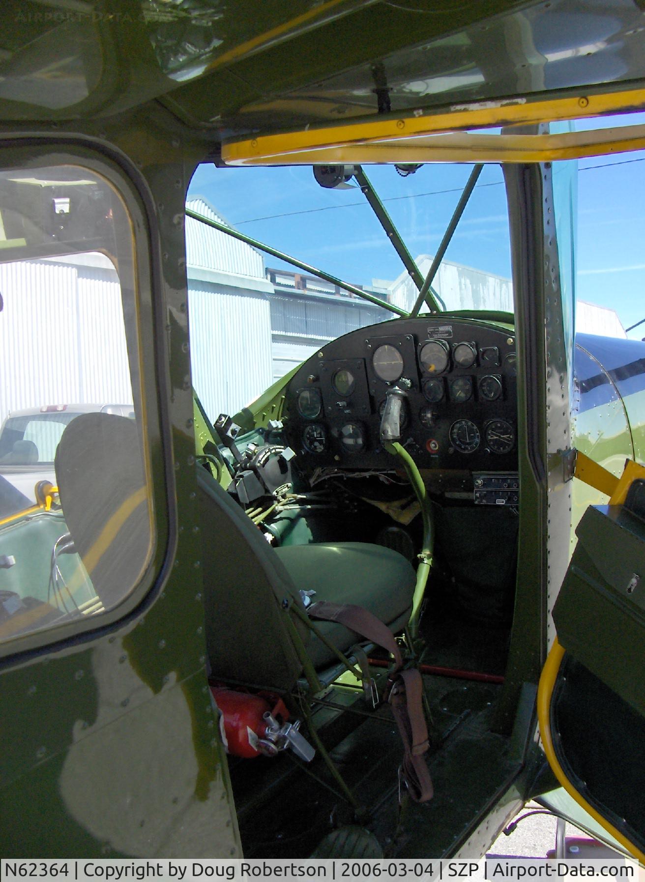 N62364, 1953 Cessna 305A C/N 23484, 1953 Cessna 305A as US ARMY L-19A BIRD DOG, forward cockpit and instrument panel, formerly served with Canadian Military, rebuilt and restored with upgrade Continental E-225 225 Hp engine and constant-speed prop