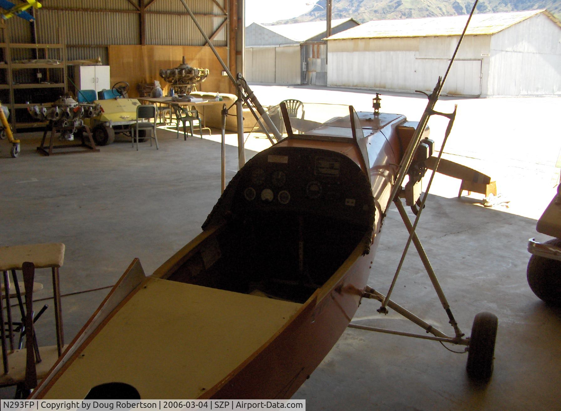 N293FP, Mignet HM.293 Replica Pou-du-Ciel C/N FP100, 1983 Frank Perry/Henri Mignet HM293 Pou du Ciel ('Sky Louse' or 'Flying Flea') tandem folding wings (fore & aft) removed, cockpit and instrument panel, Hercules engine 40 Hp