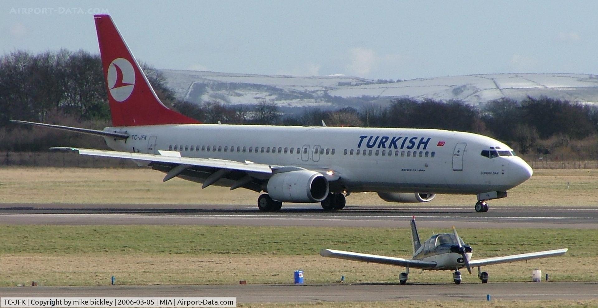 TC-JFK, 1999 Boeing 737-8F2 C/N 29773, arrival at manchester