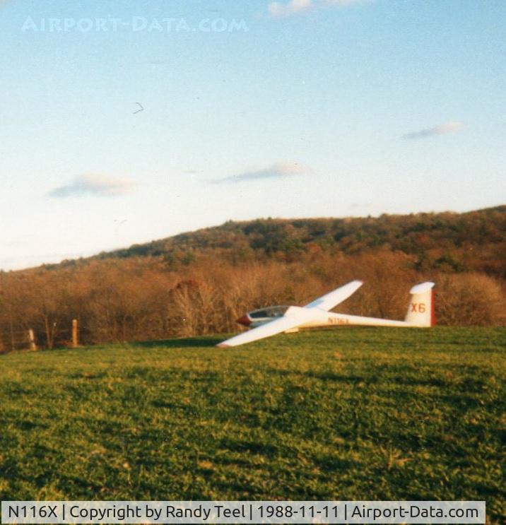 N116X, 1977 Schleicher ASW-19 C/N 19122, I landed out in the hills north of Harrisburg, PA
