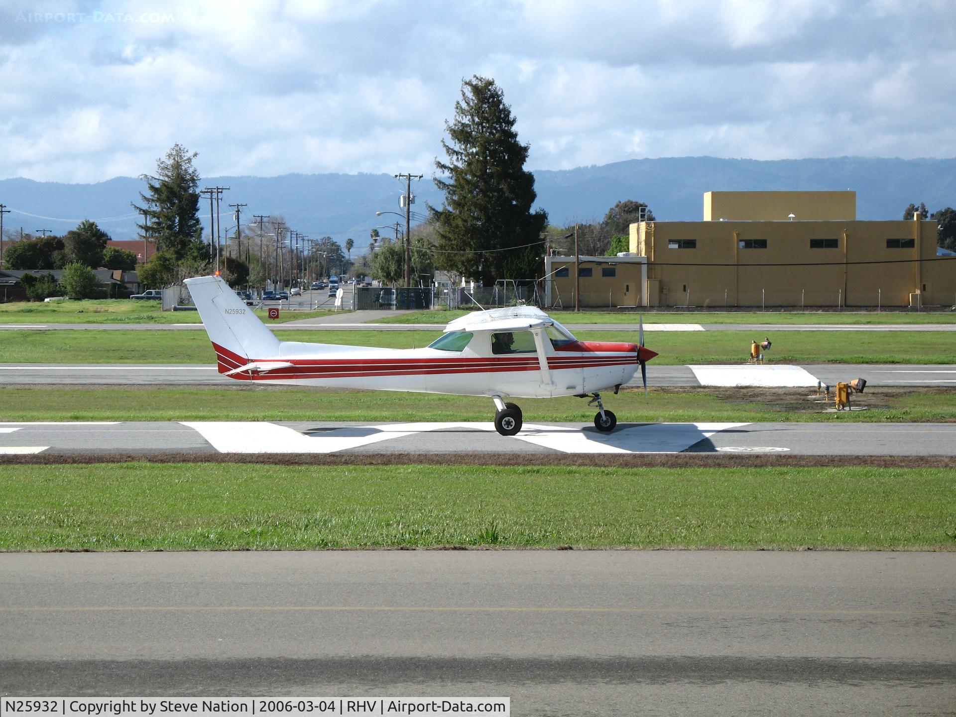 N25932, 1977 Cessna 152 C/N 15280864, Nice Air 1977 Cessna 152 at Reid-Hillview Airport (San Jose), CA.  Aircraft substantially damaged during flight from KIC-RHV after making precautionary landing in a field near Aptos and nosing over.  Student pilot OK.