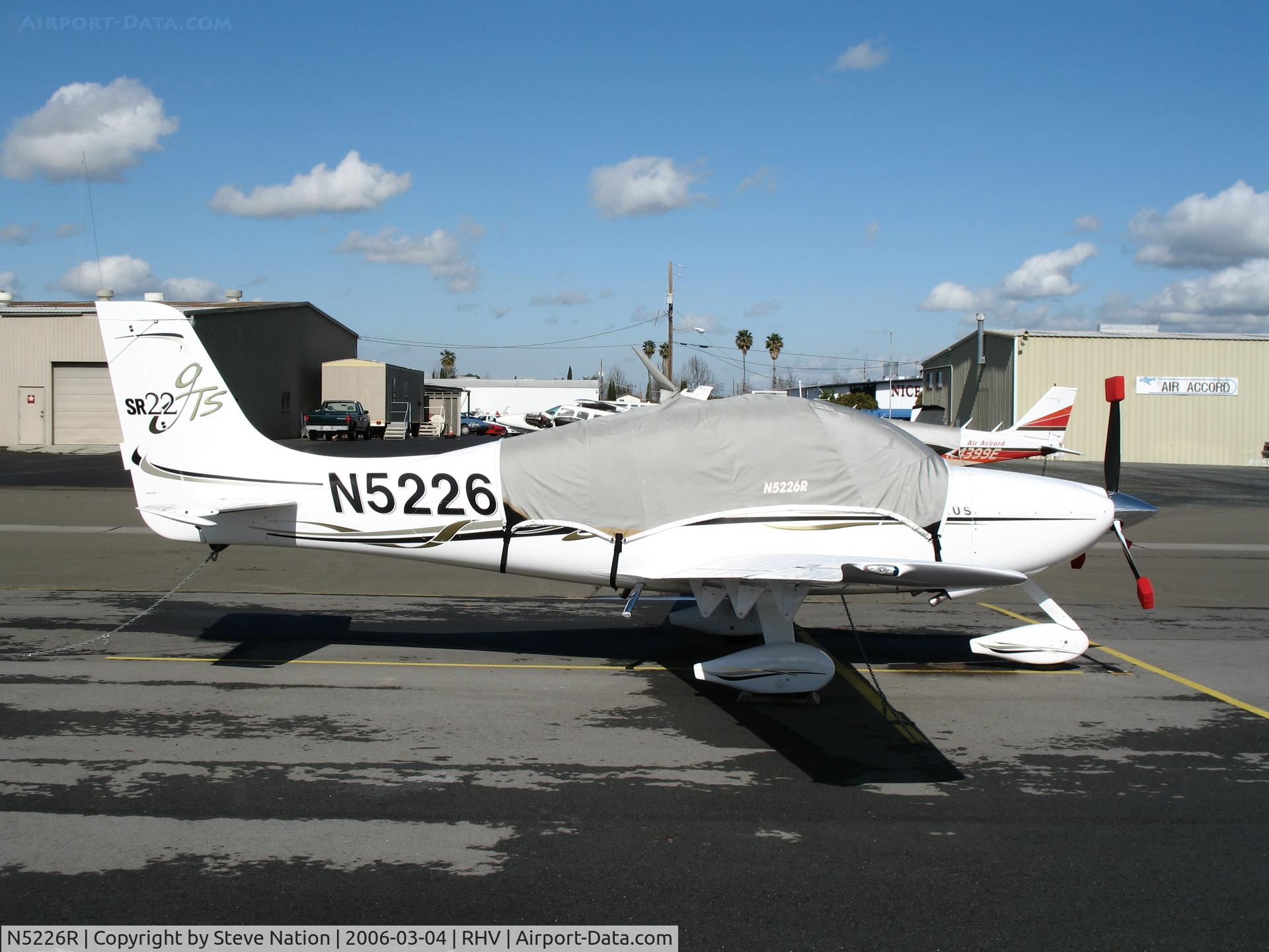 N5226R, 2006 Cirrus SR22 GTS C/N 1767, Lee Street Partners 2006 Cirrus SR22 with covered canopy at Reid-Hillview Airport (San Jose), CA