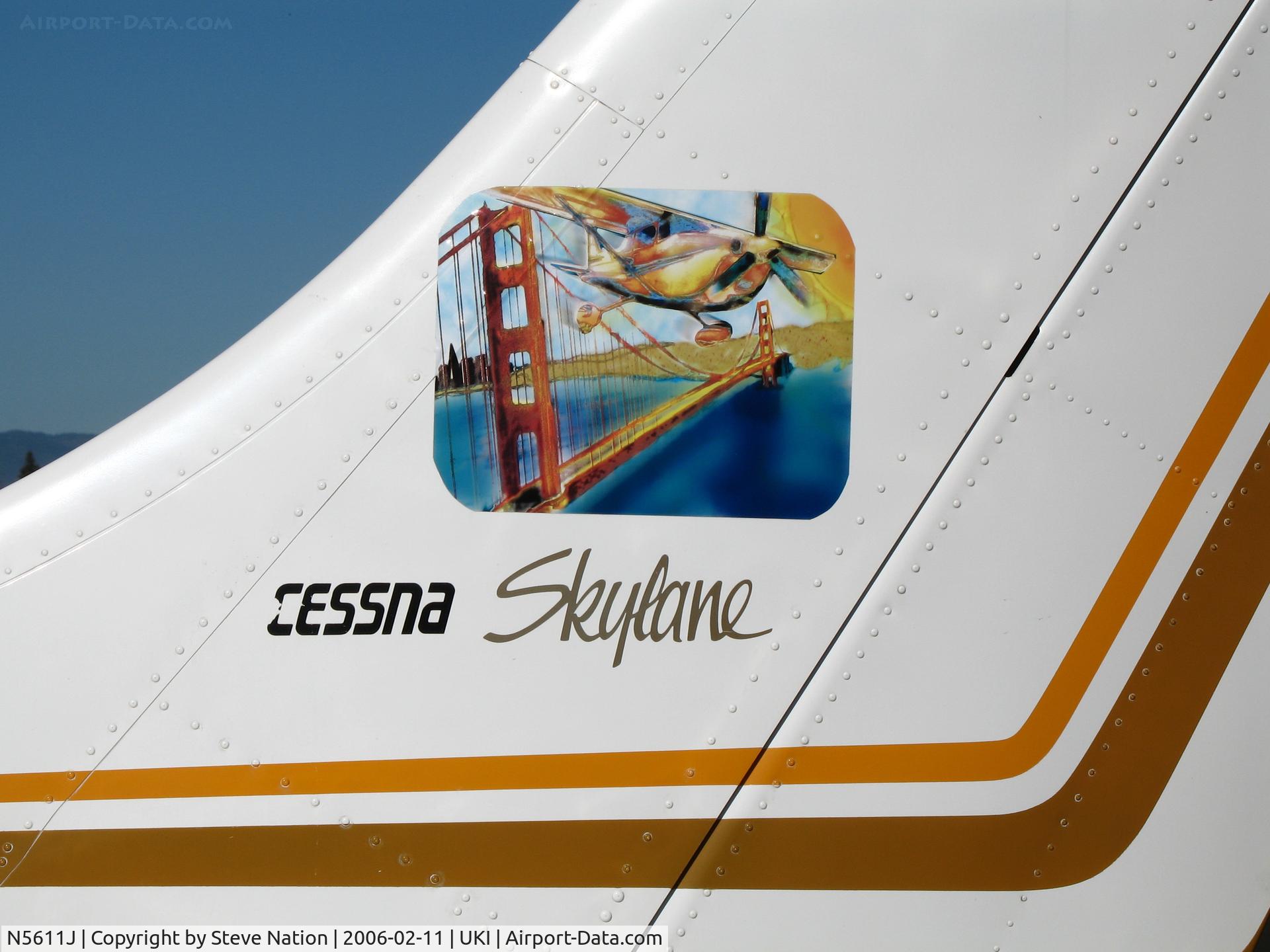N5611J, 1974 Cessna 182P Skylane C/N 18263466, C-U Tail Logo on 1974 Cessna 182P at Ukiah, CA