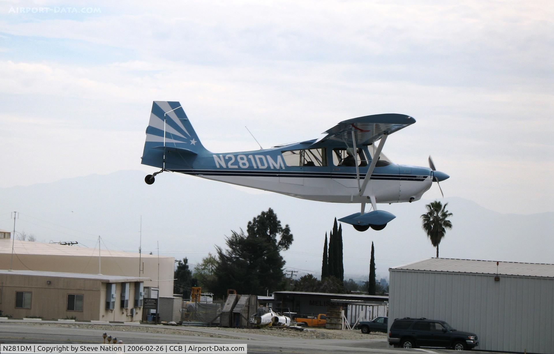 N281DM, 1999 American Champion 7GCBC C/N 1258-99, 1999 American Champion Acft 7GCBC landing at Cable Airport (Upland), CA
