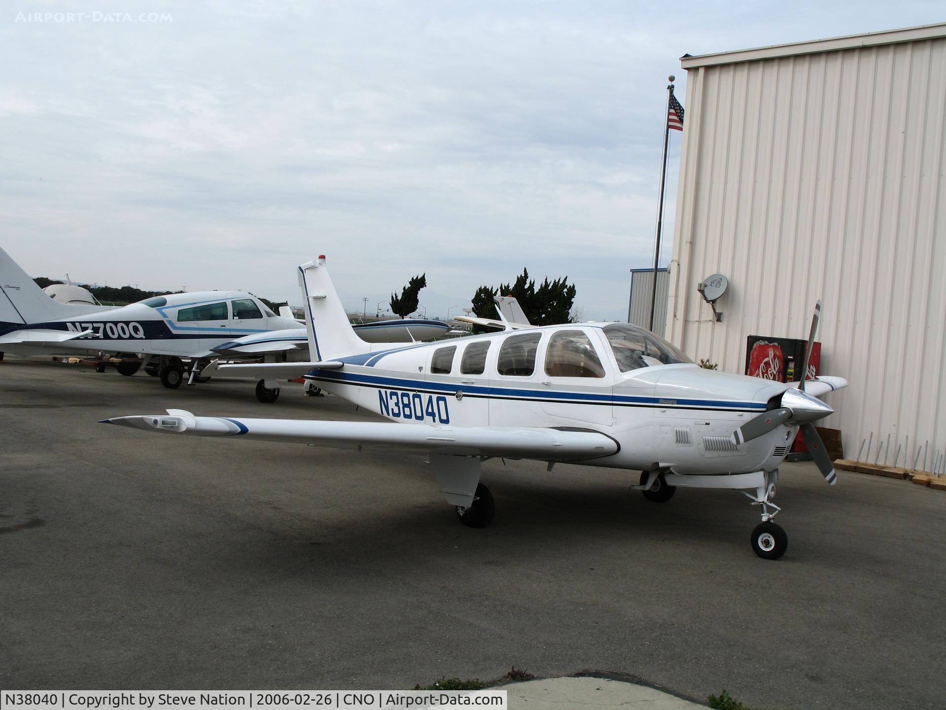 N38040, 1980 Beech A36TC Bonanza 36 C/N EA-175, McMillan Group Inc. 1980 Beech A36TC at Chino, CA
