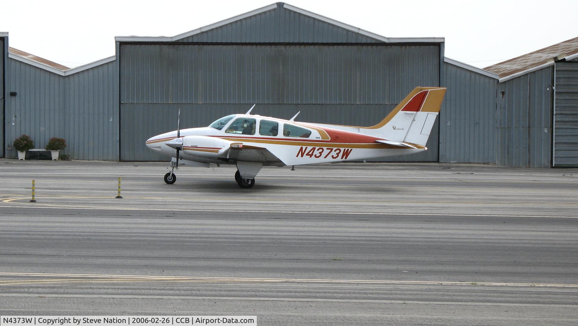 N4373W, 1974 Beech 95-B55 (T42A) Baron C/N TC-1696, 1974 Beech 95-B55 rolling out at Cable Airport (Upland), CA
