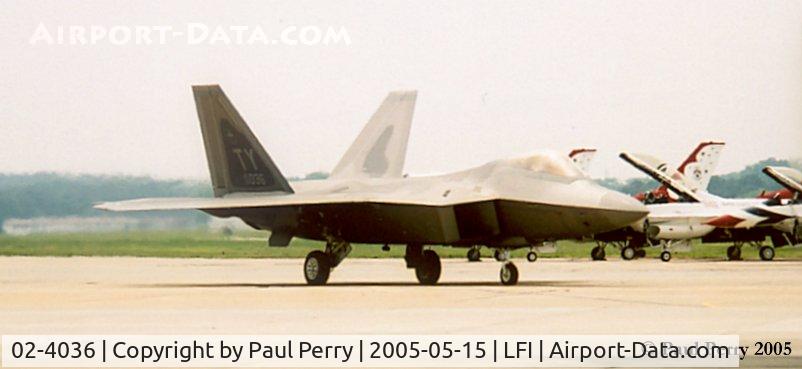 02-4036, 2002 Lockheed Martin F/A-22A Raptor, c/n 4036, The deadly Raptor stalking down the show line