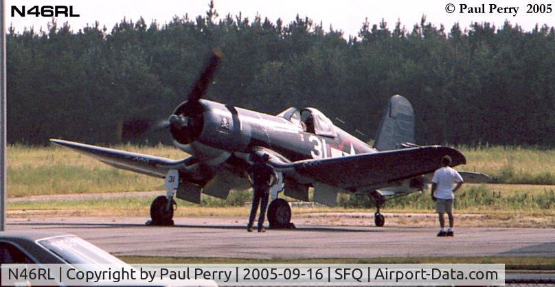 N46RL, 1945 Goodyear FG-1D Corsair C/N Not found (92508/N46RL), The Corsair prepping for a short hop to NAS Oceana for the airshow, where she was on static