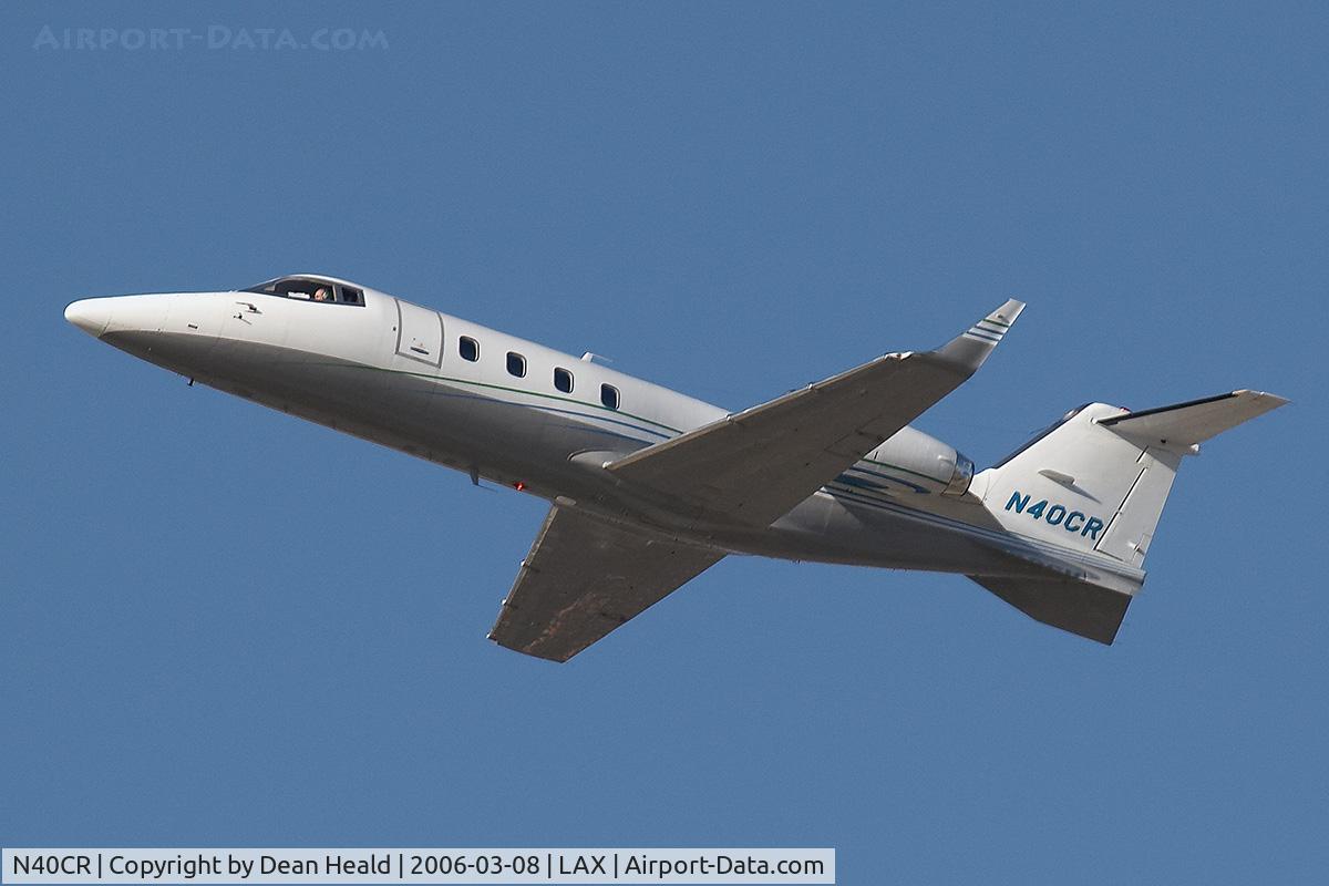 N40CR, 1990 Learjet 55C C/N 55C-144, N40CR - Gates Learjet 55C climbing out from LAX RWY 25R orignally enroute to Greater Rockford Airport (RFD) - Rockford, Illinois.  It landed in Lincoln Nebraska (KLNK) and is ultimately headed to Long Island MacArthur (KISP).