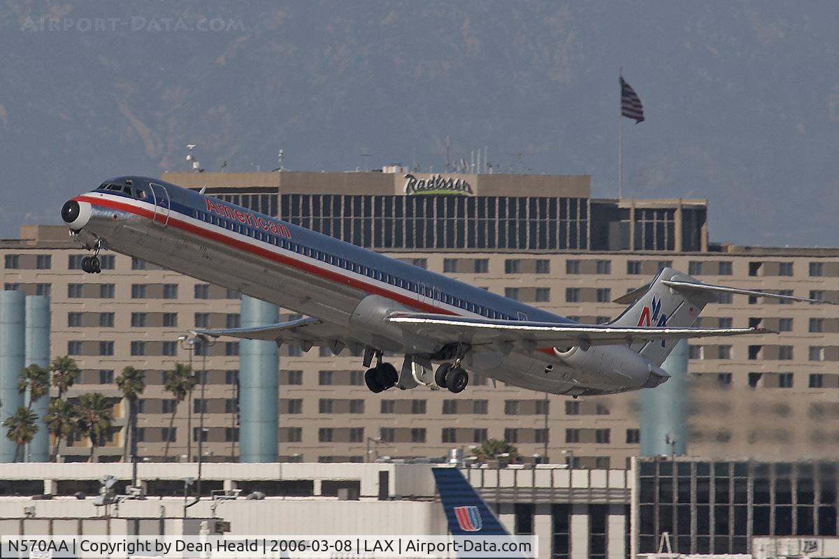 N570AA, 1987 McDonnell Douglas MD-83 (DC-9-83) C/N 49352, American Airlines N570AA (1987 Mcdonnell Douglas DC-9-83(MD-83)) - FLT AAL1546 - departing LAX RWY 25R enroute to Chicago O'Hare International ((KORD).