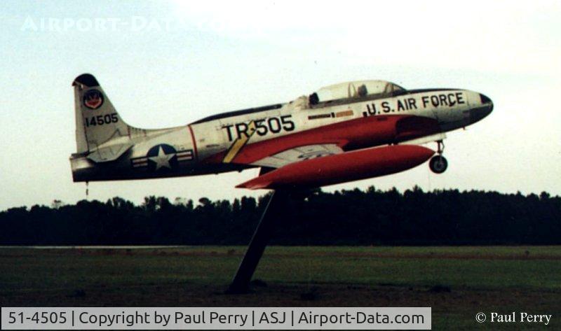 51-4505, 1951 Lockheed T-33A Shooting Star C/N 580-5800, Gate Guard at Tri-County Airport