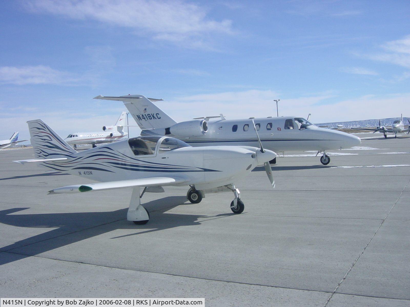 N415N, TL Ultralight TL-2000 Sting S3 C/N TLUSA176, Parked near a Citation at Rocksprings WY (6750')