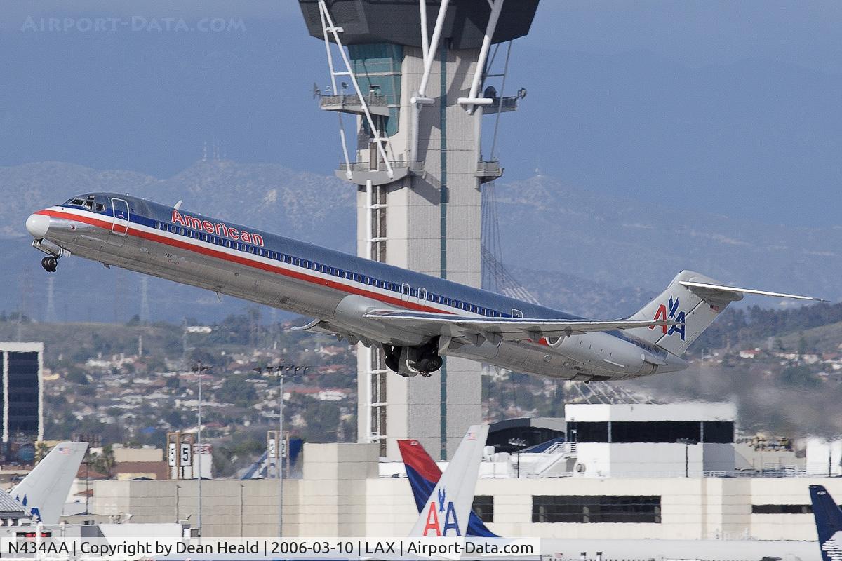 N434AA, 1987 McDonnell Douglas MD-83 (DC-9-83) C/N 49452, American Airlines N434AA (1987 Mcdonnell Douglas DC-9-83(MD-83)) - FLT AAL1546 - departing LAX RWY 25R enroute to Chicago O'Hare International Airport (KORD).
