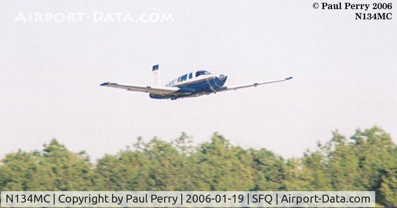 N134MC, 1997 Mooney M20R Ovation C/N 29-0134, And away she goes, outbound from Suffolk