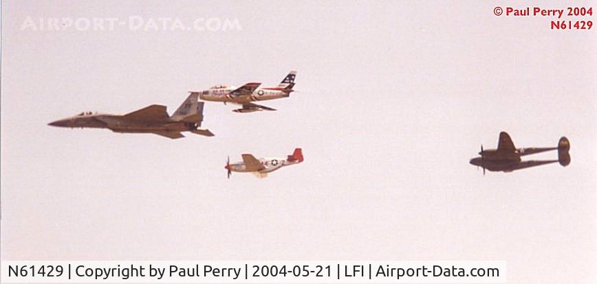 N61429, 1942 North American P-51C Mustang C/N 103-26199, In the Right Wing position is a rare P-51C, painted in Tuskegee Airmen colors, followed by the even rarer P-38F, Glacier Girl