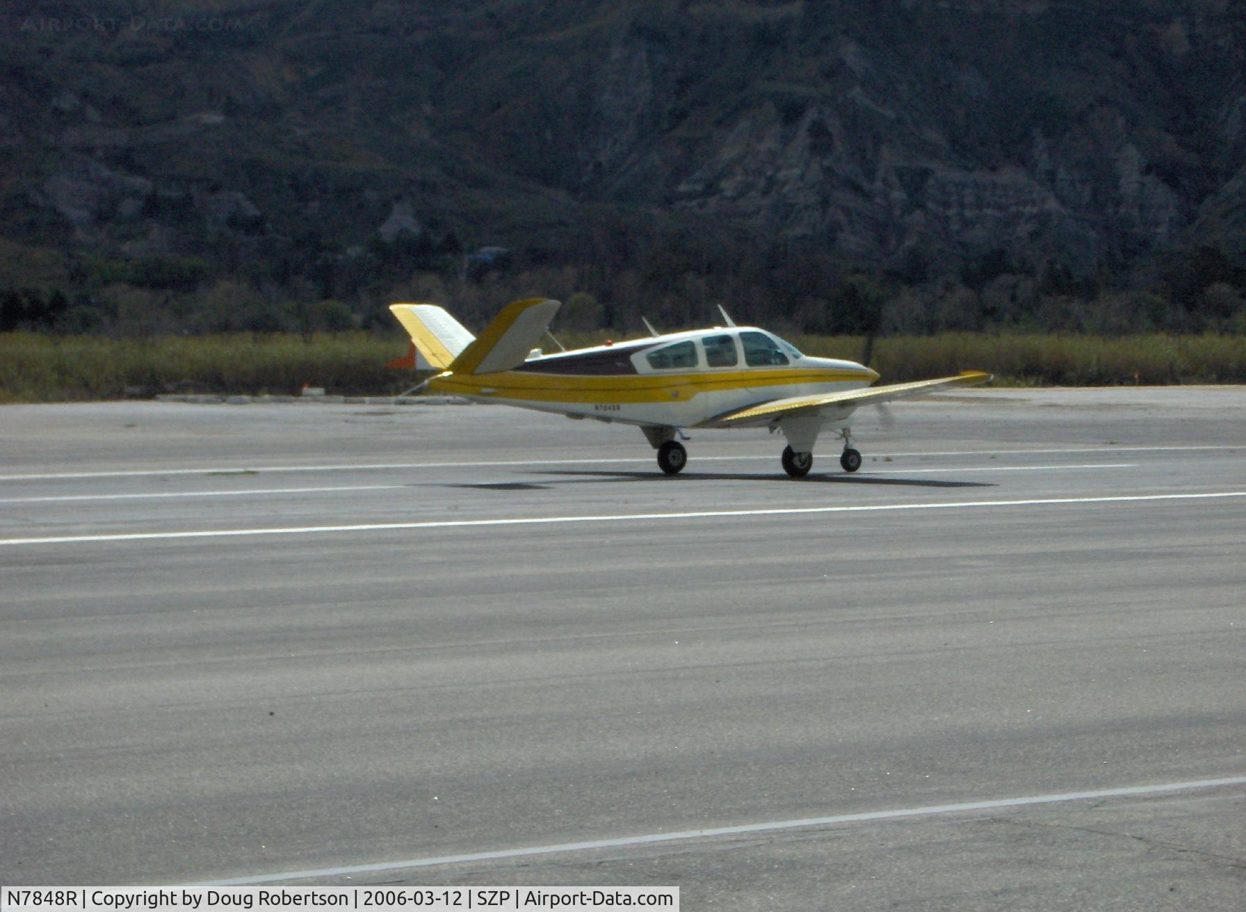 N7848R, 1968 Beech V35A Bonanza C/N D-8904, 1968 Beech V35A BONANZA, Continental IO-550 300 Hp upgrade, Takeoff roll Runway 22
